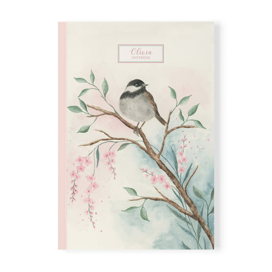 Floral Bird Notebook – Personalized A5 Journal - Bird & Flowers Notebook