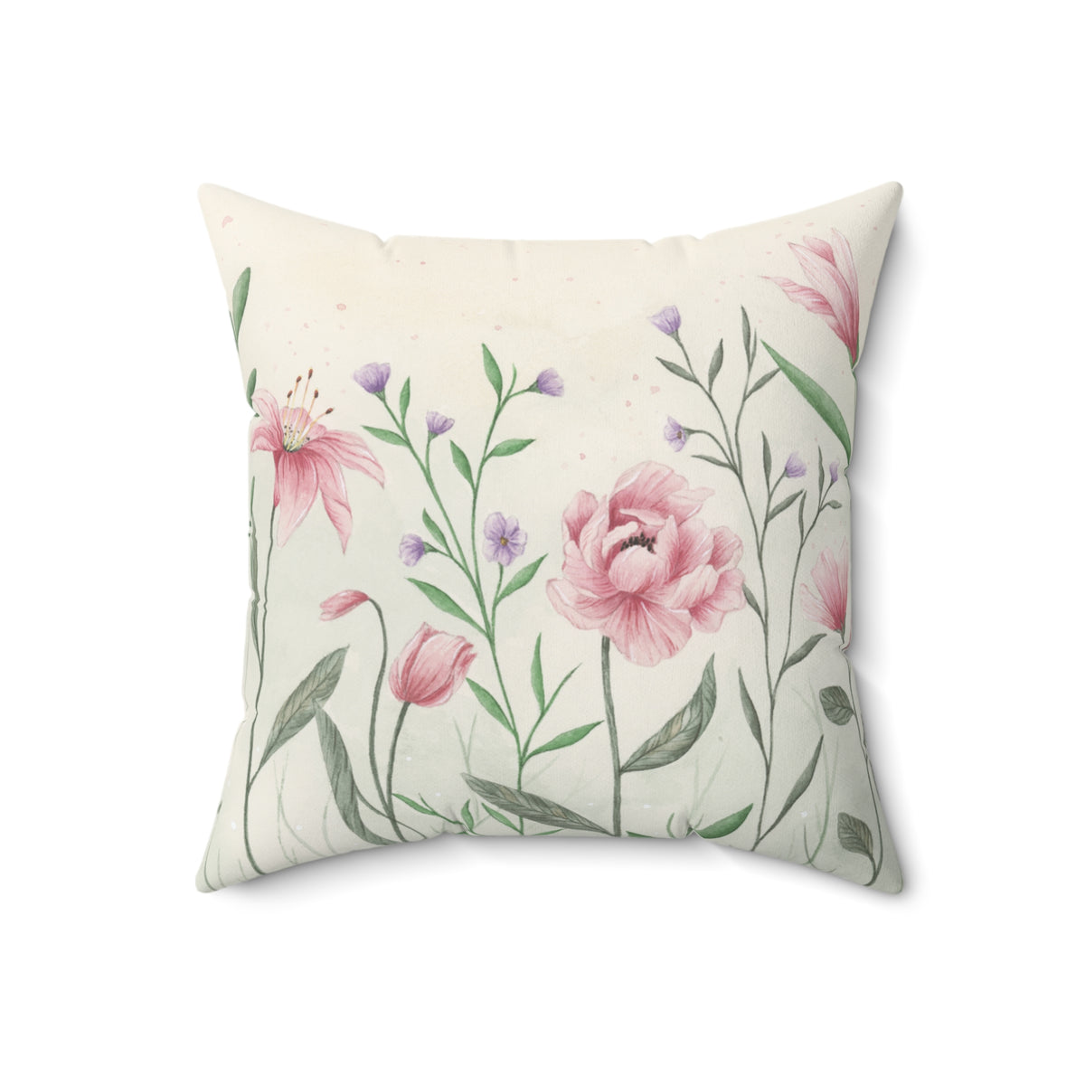 Pink Watercolor Floral Cushion