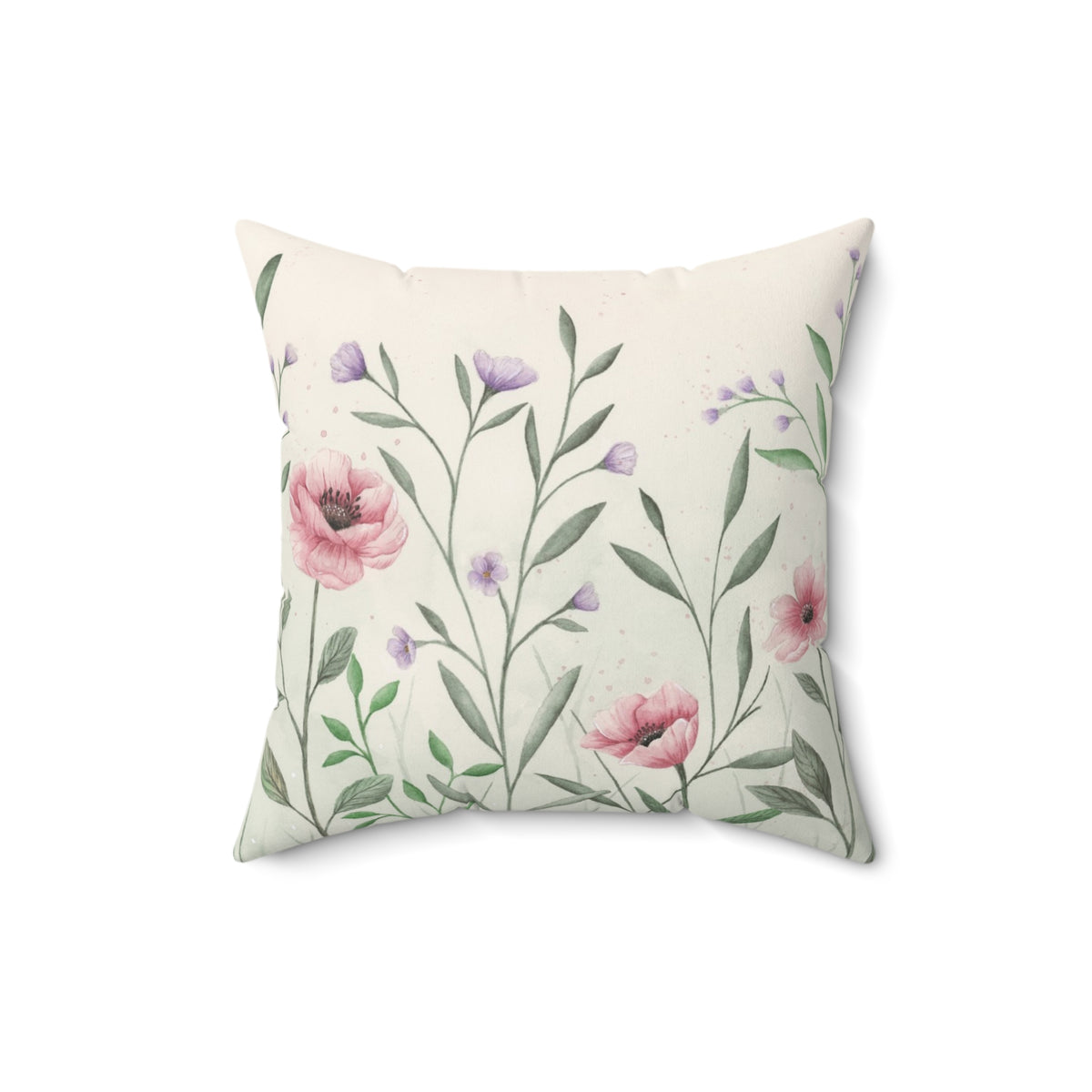 Pink Watercolor Floral Cushion - Spring Flowers