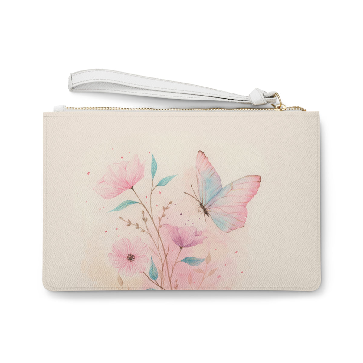 Custom Name Butterfly Floral Clutch Bag