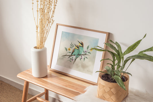 Bee-eaters Watercolor Wall Art