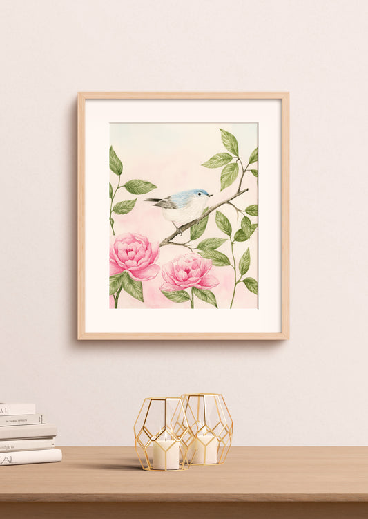 A blue little bird - Watercolor Wall Art
